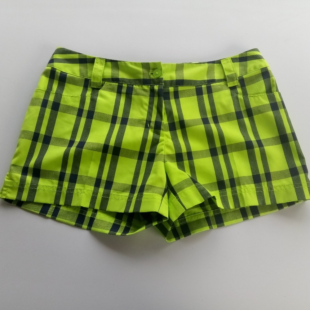 🆕 Adidas Green Black Plaid Athletic Golf Shorts